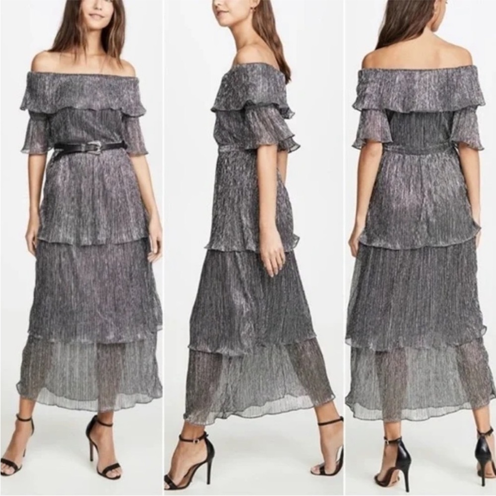 Chic Off-Shoulder Metallic Dress